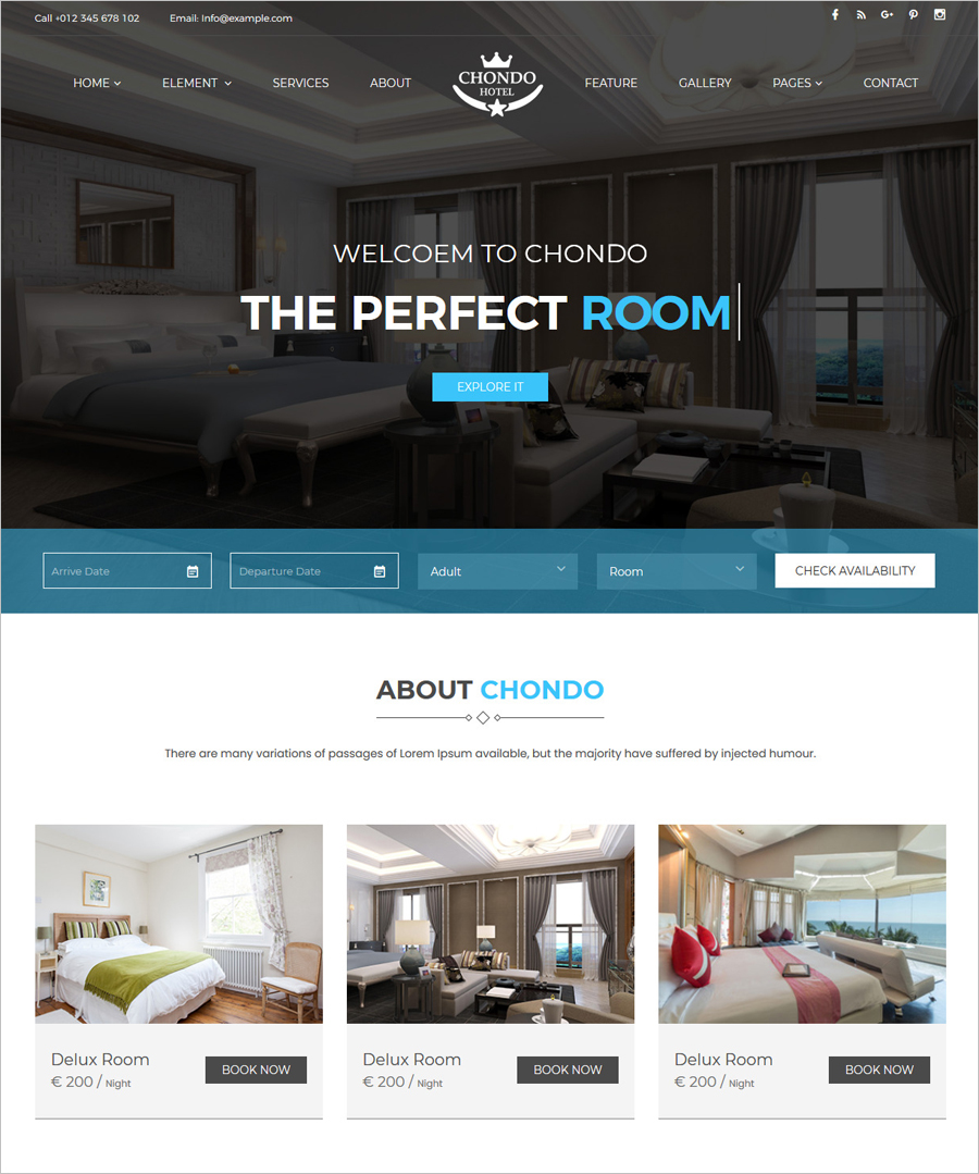 Free Resort & Hotel Template