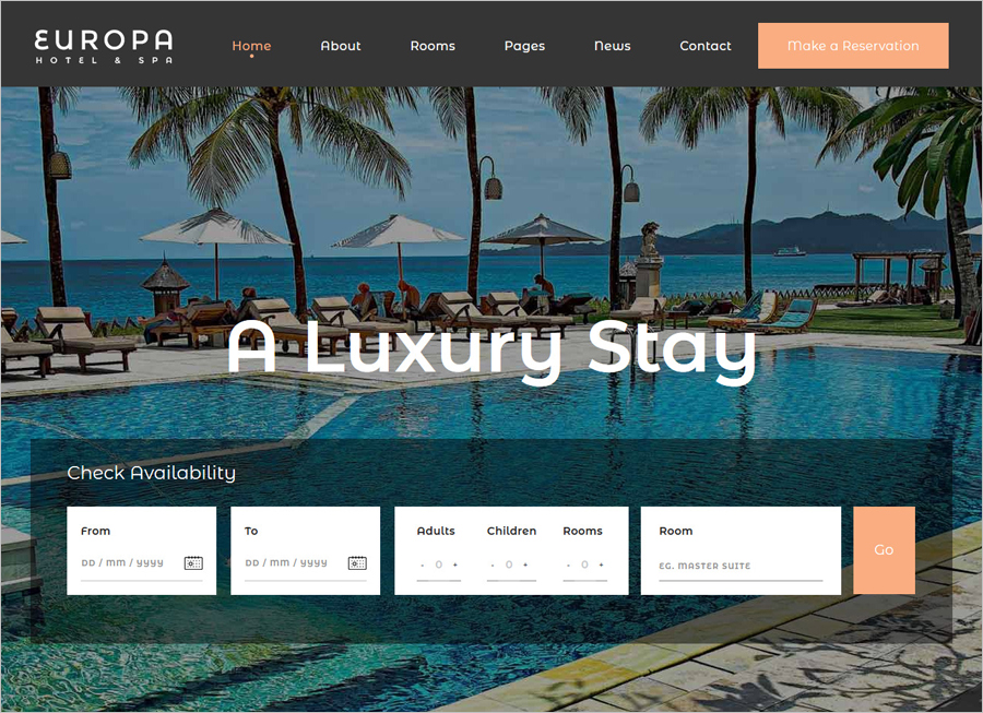 free accommodation website template