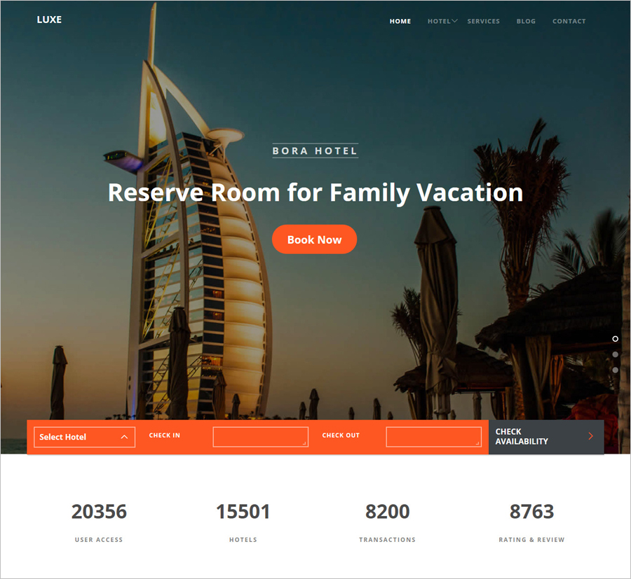 Free HTML5 Bootstrap Template for Hotel Website