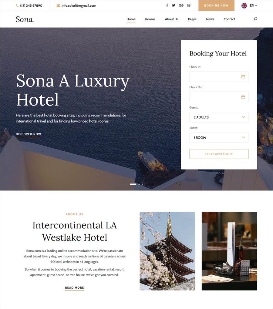 Free Hotel Booking Website Template