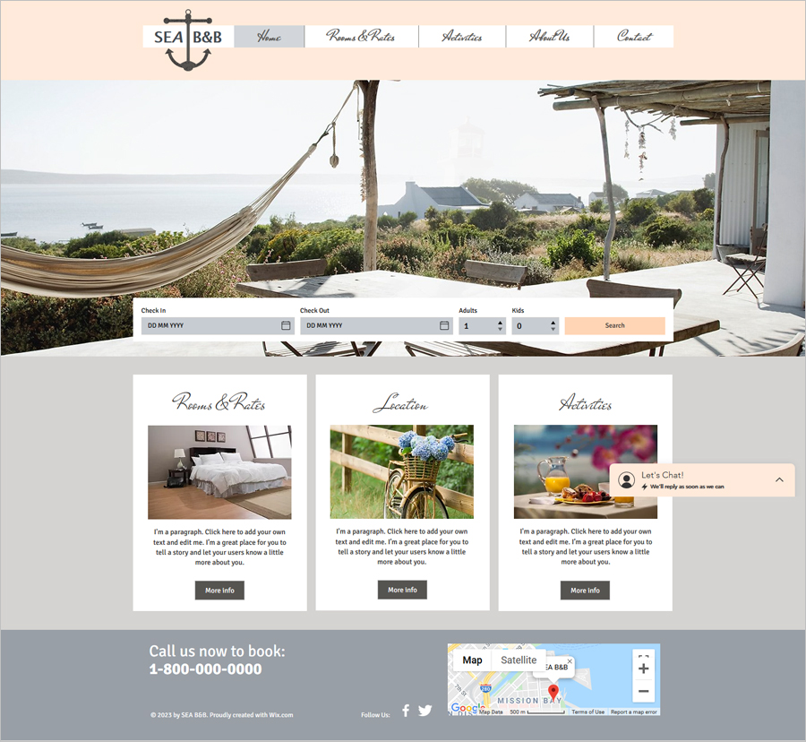 Free Seaside B&B HTML5 Website Template