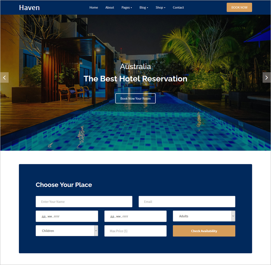 Free Hotels Website Template