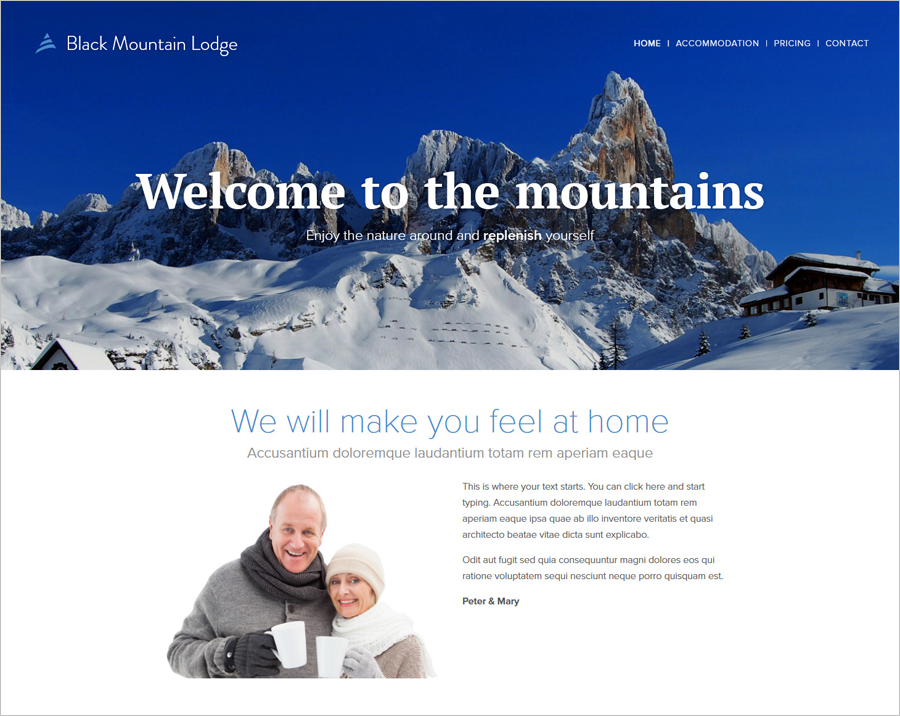 Free Mountain Hotel Website Template
