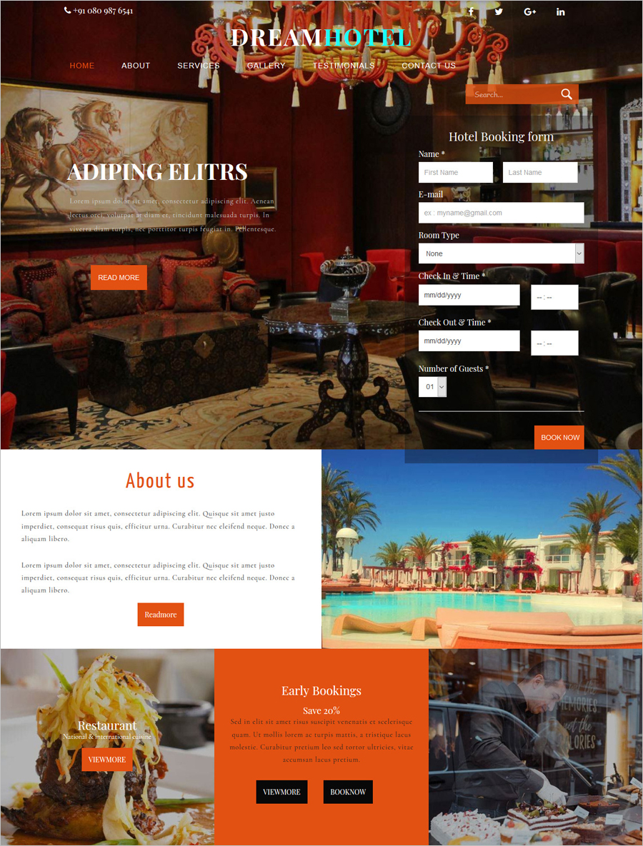 Free Dream Hotel Bootstrap Responsive Web Template 