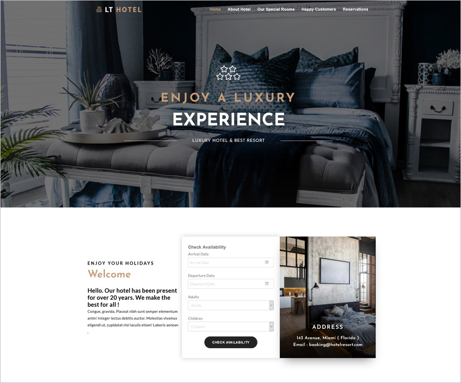 Free LT Hotel WordPress Theme