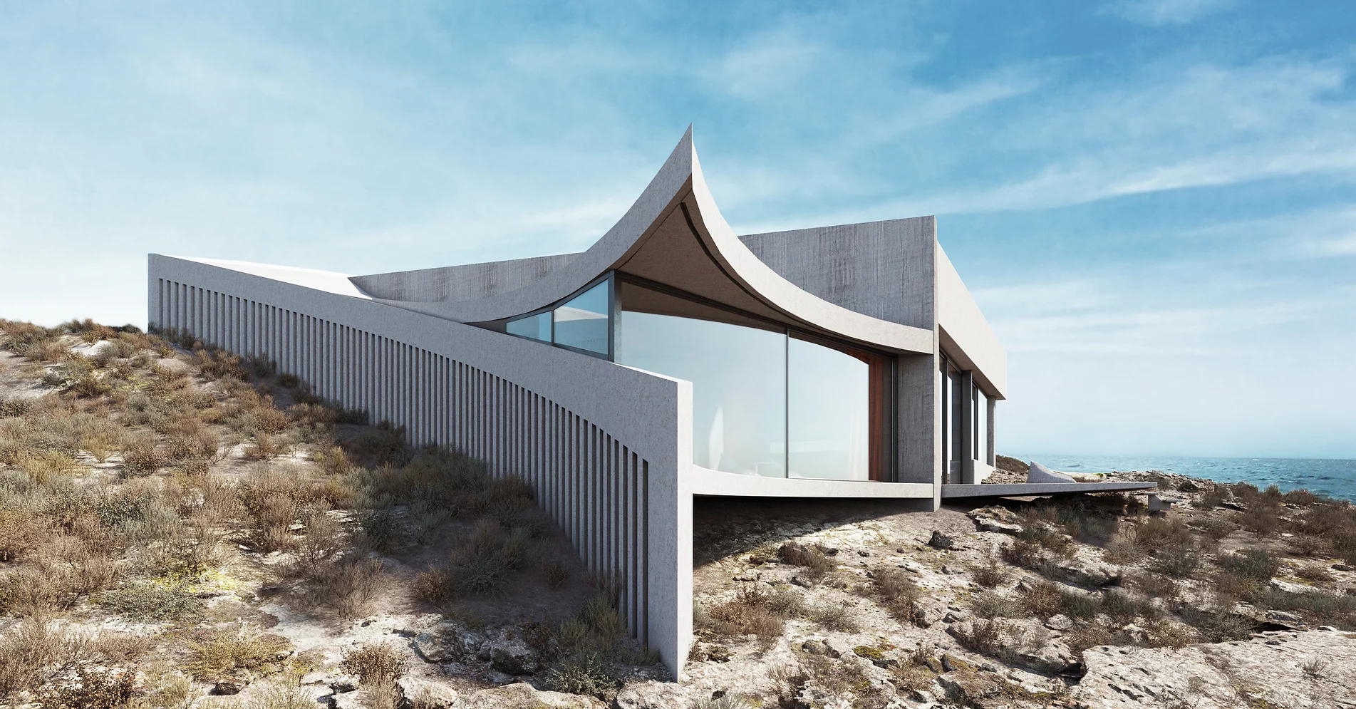 Curved 'Hedonistic House' on a Greece Coastline