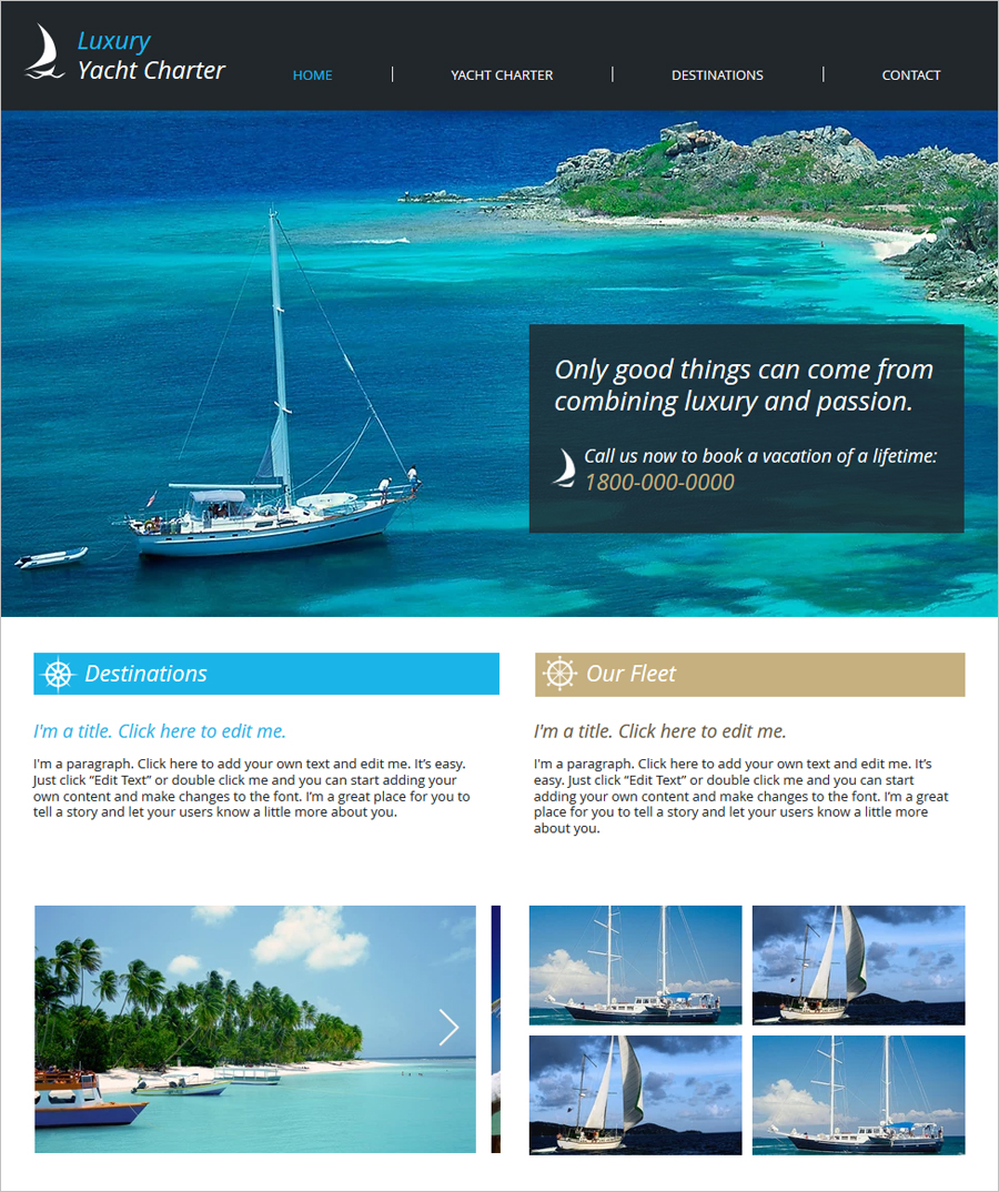 Free Luxury Yacht Charters Website Template