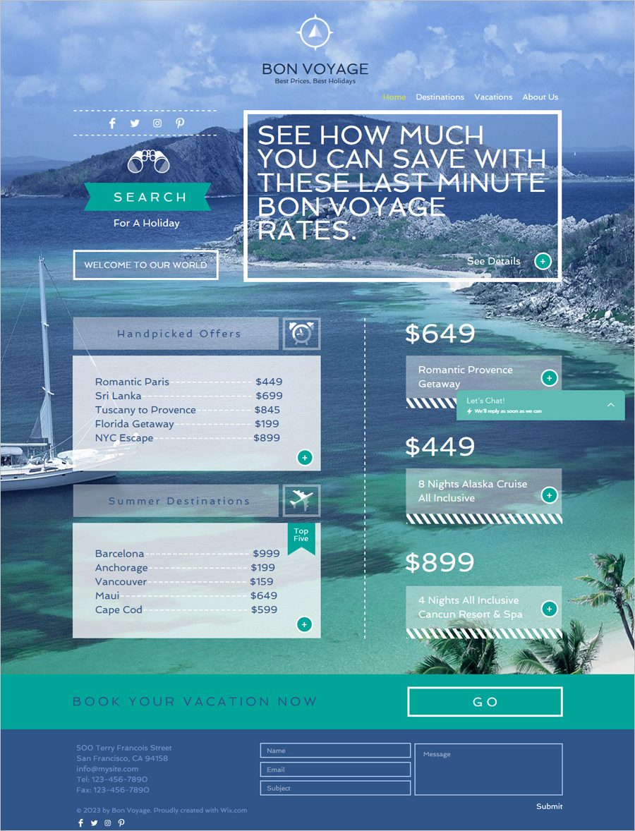 Free BON VOYAGE Website Template