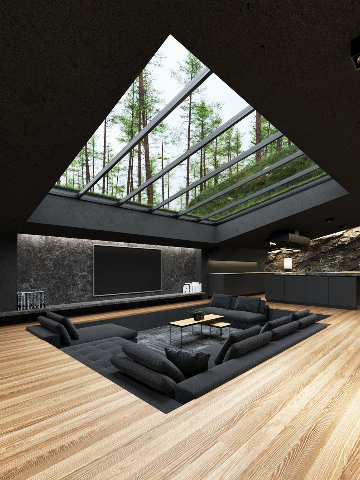 Matte Black House With a Swimming Pool in Harriman State Park, NY