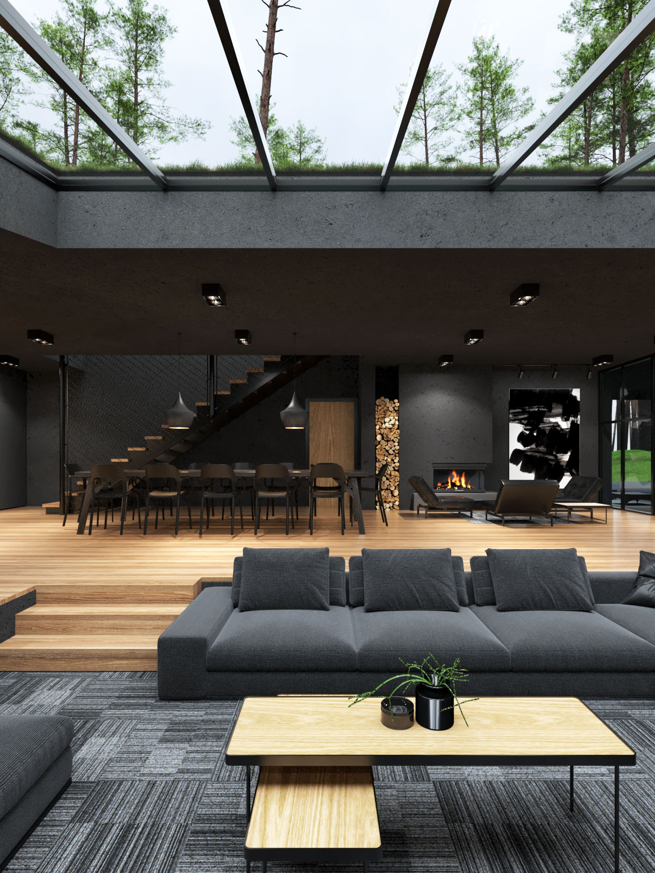 black villa interior