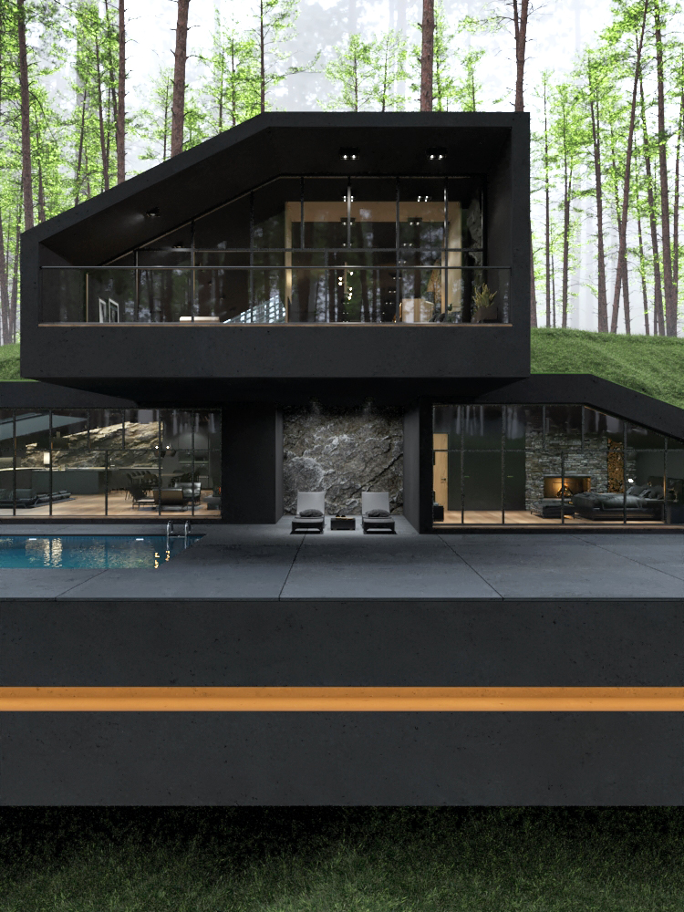 matte black house