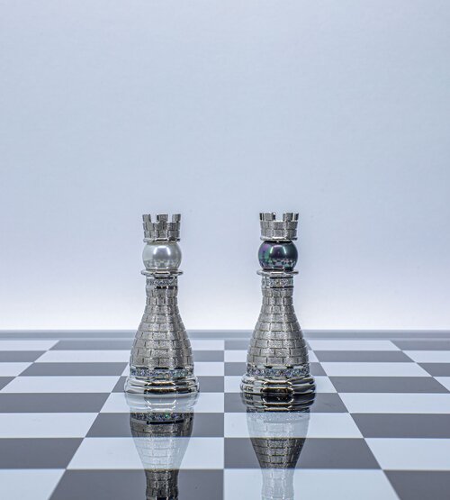 white gold chess set