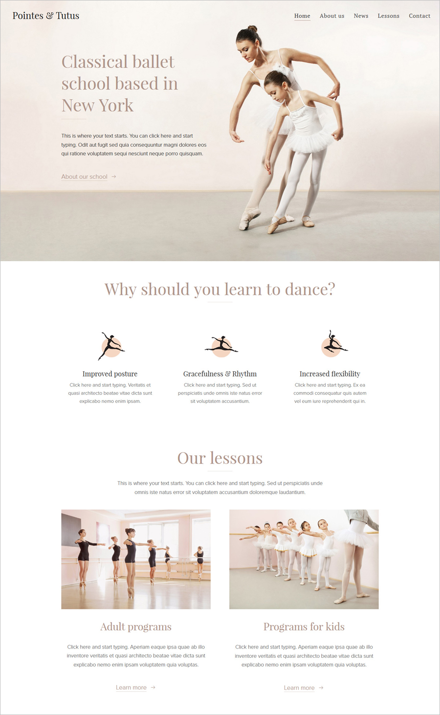 Free Ballet School Website Template