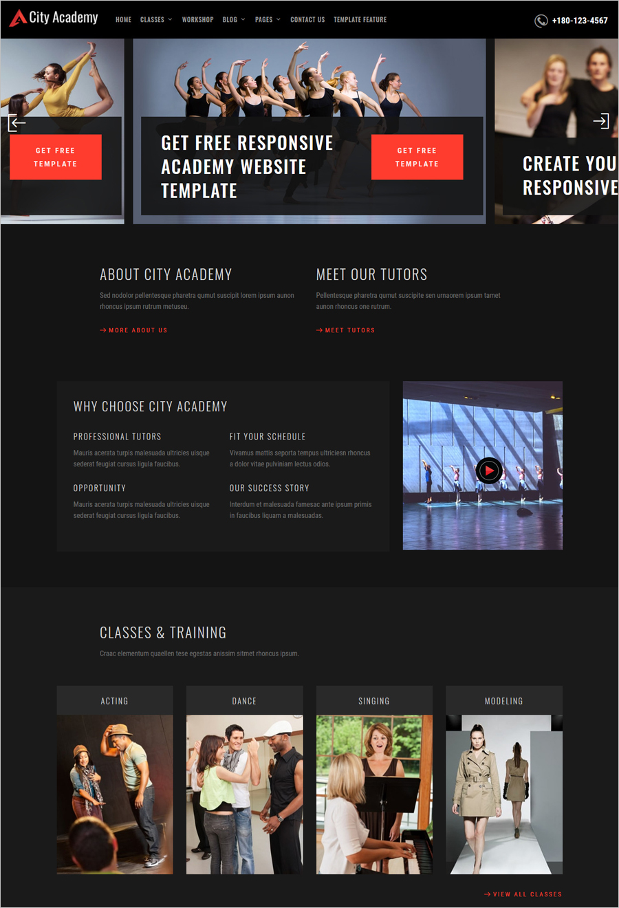 Free City Dance Academy Website Templates