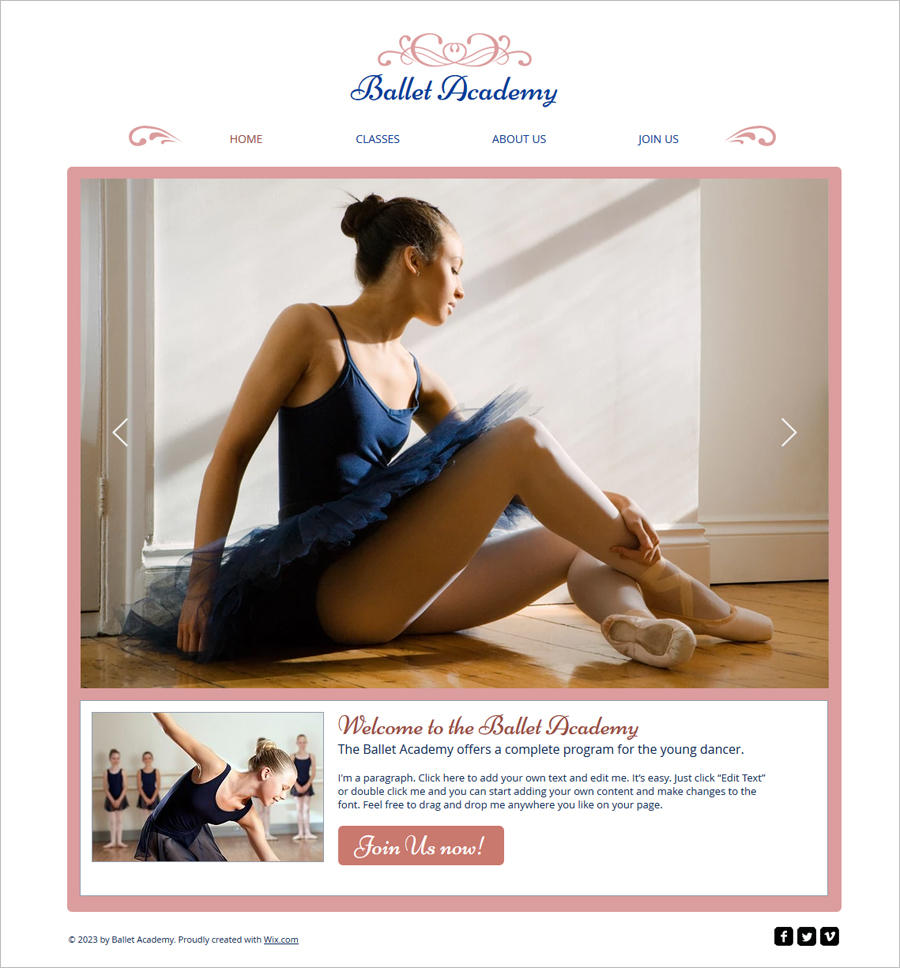 Free Ballet Studio Website Template