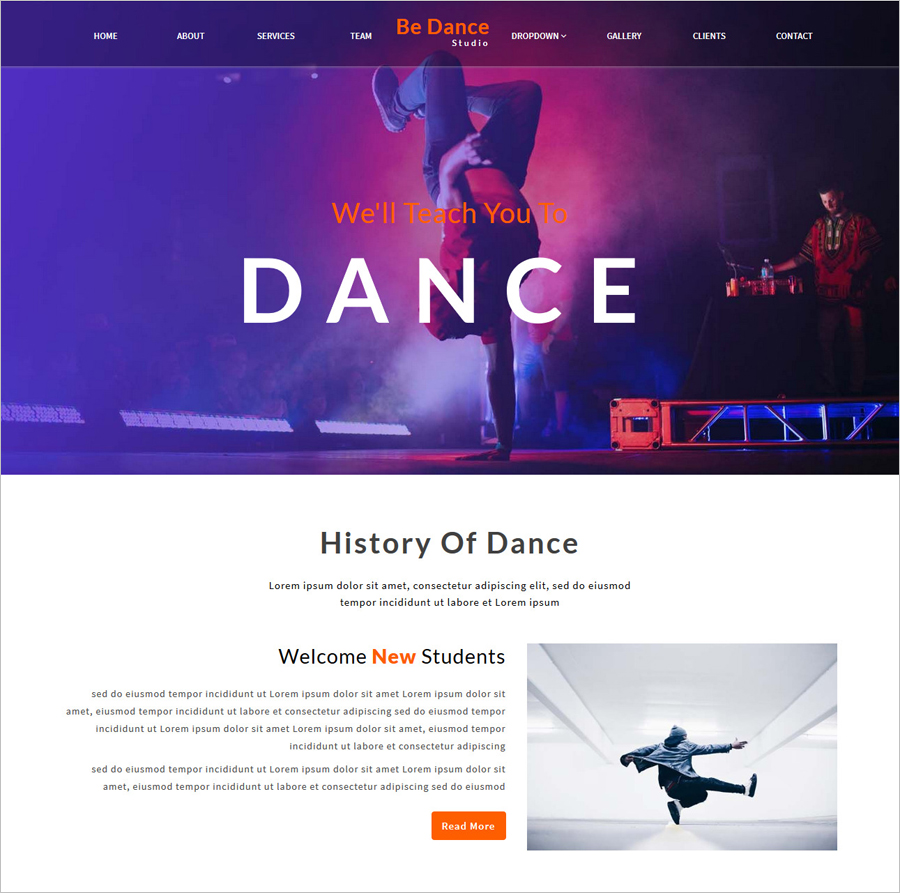 Free Dance Website Template
