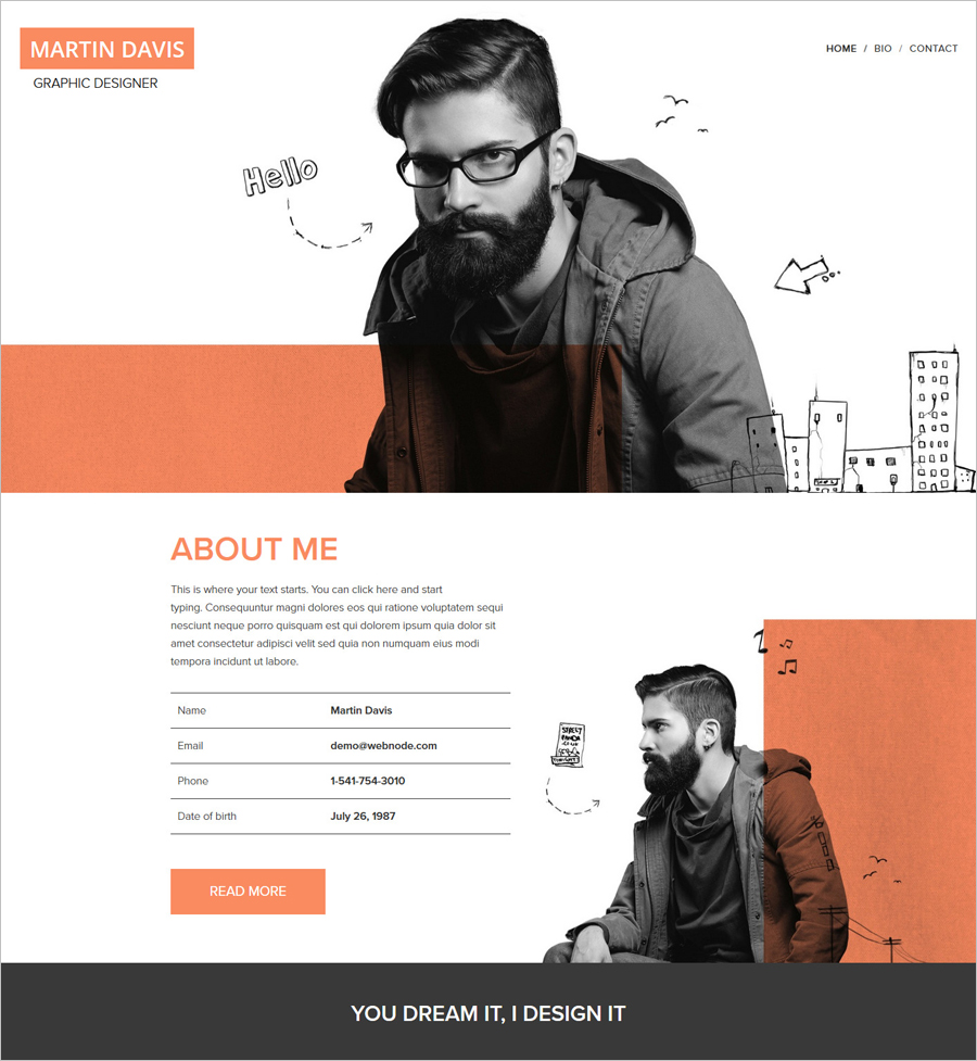 Free Online Resume Website Template