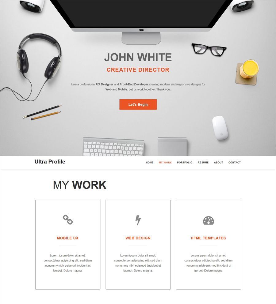 Free Ultra Profile HTML Template