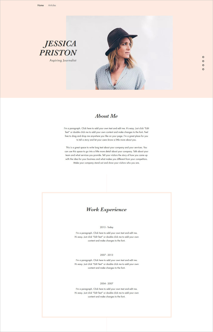 Free Journalist CV Website Template