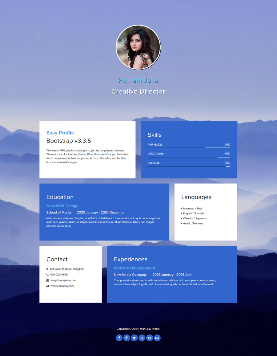 Free Easy Profile Bootstrap Template