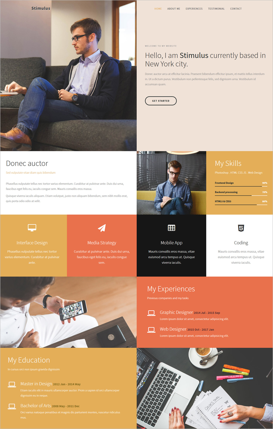 Free Stimulus HTML Resume Template