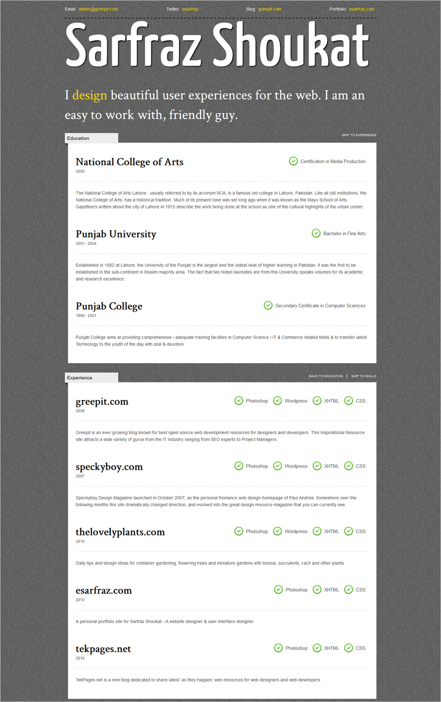 Free Stimulus HTML Resume Template