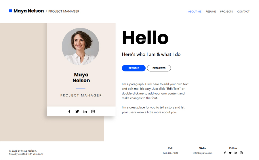 Free Personal Resume Website Template