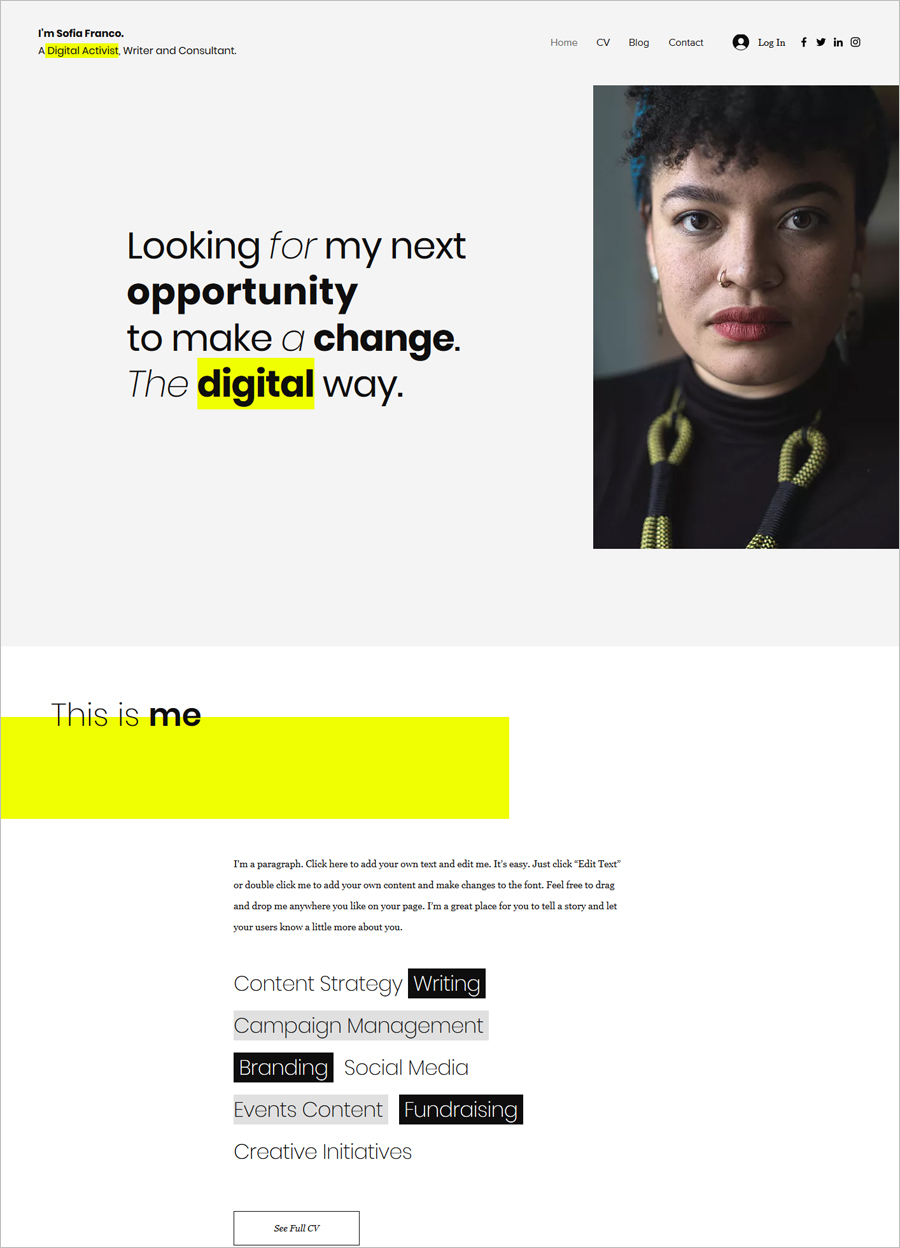 Free Personal Profile Website Template