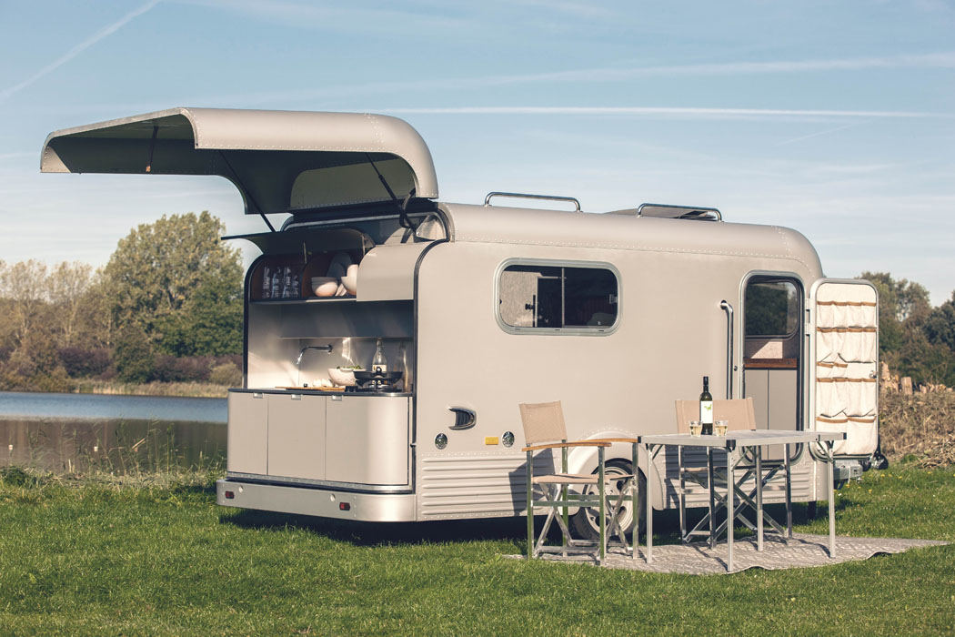 Luxury Airstream Camper Trailer with a Full Kitchen and a Retractable Roof for Stargazing