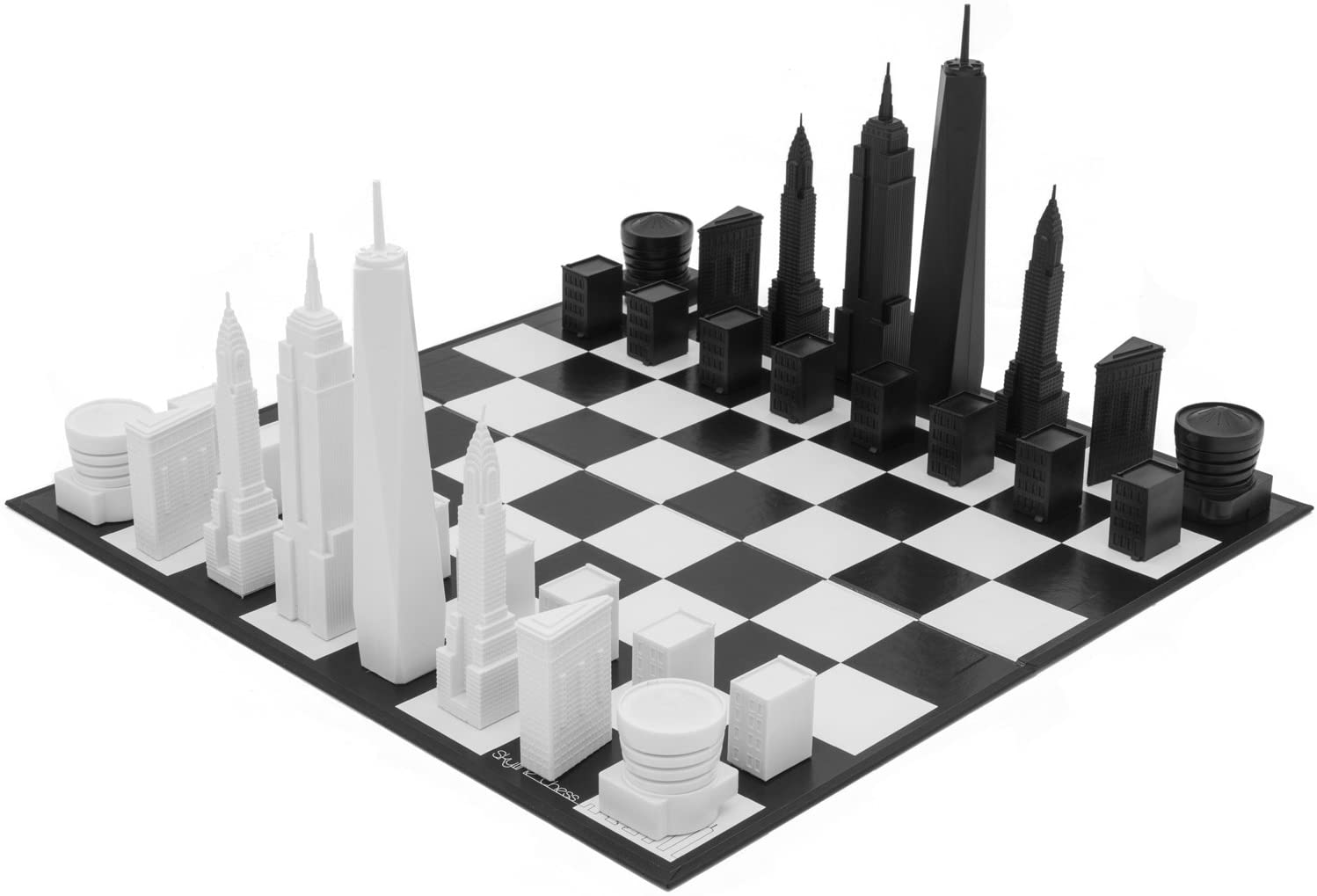Luxury wooden CHESS pieces New York BLACK weighted,felted-EXTRA queens-in BOX