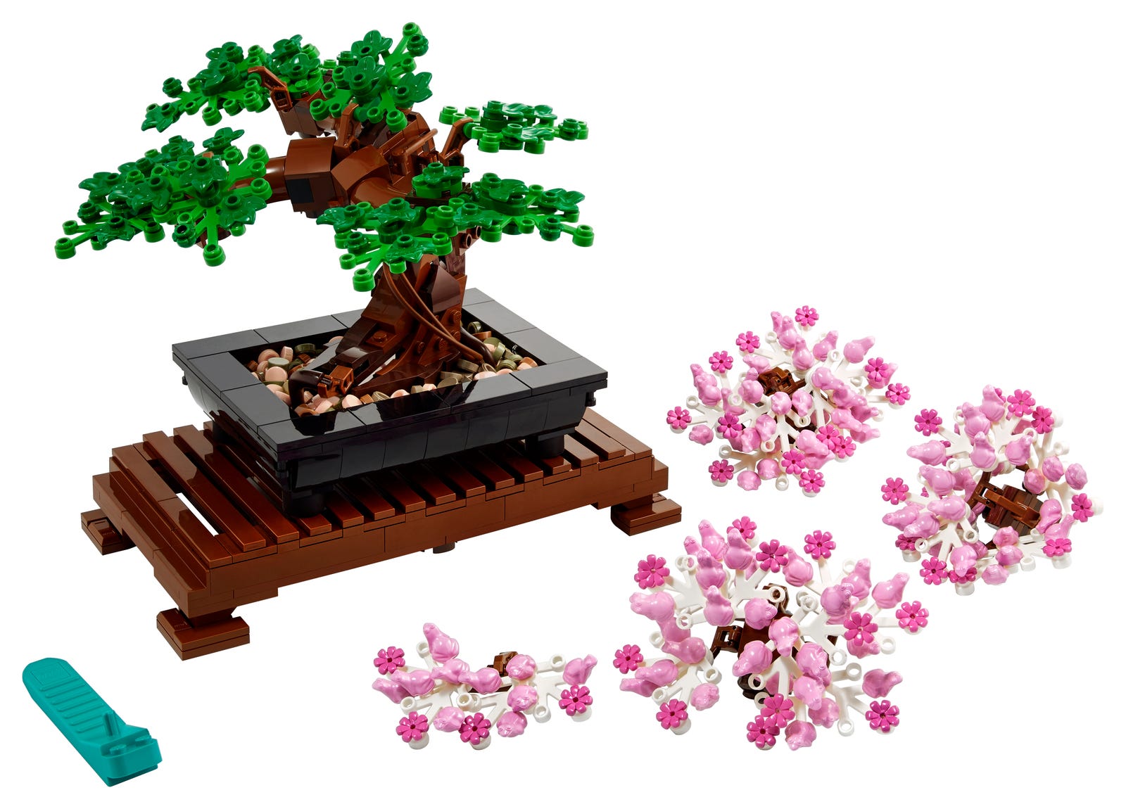 Calming Bonsai Tree LEGO Set with Tiny Frogs and Blossoms