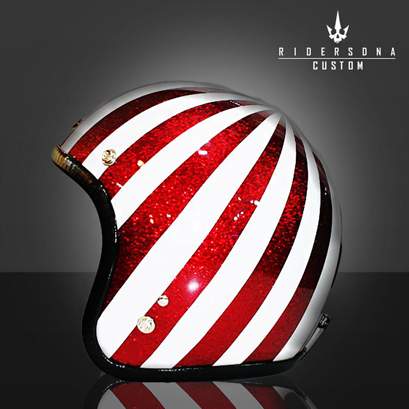 Red and White Stripes Vintage Helmet