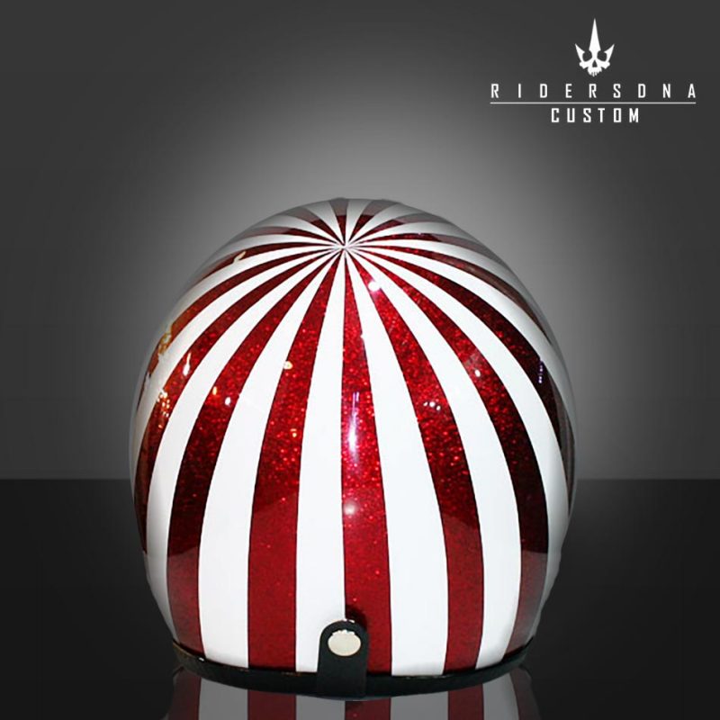 Red and White Stripes Vintage Helmet