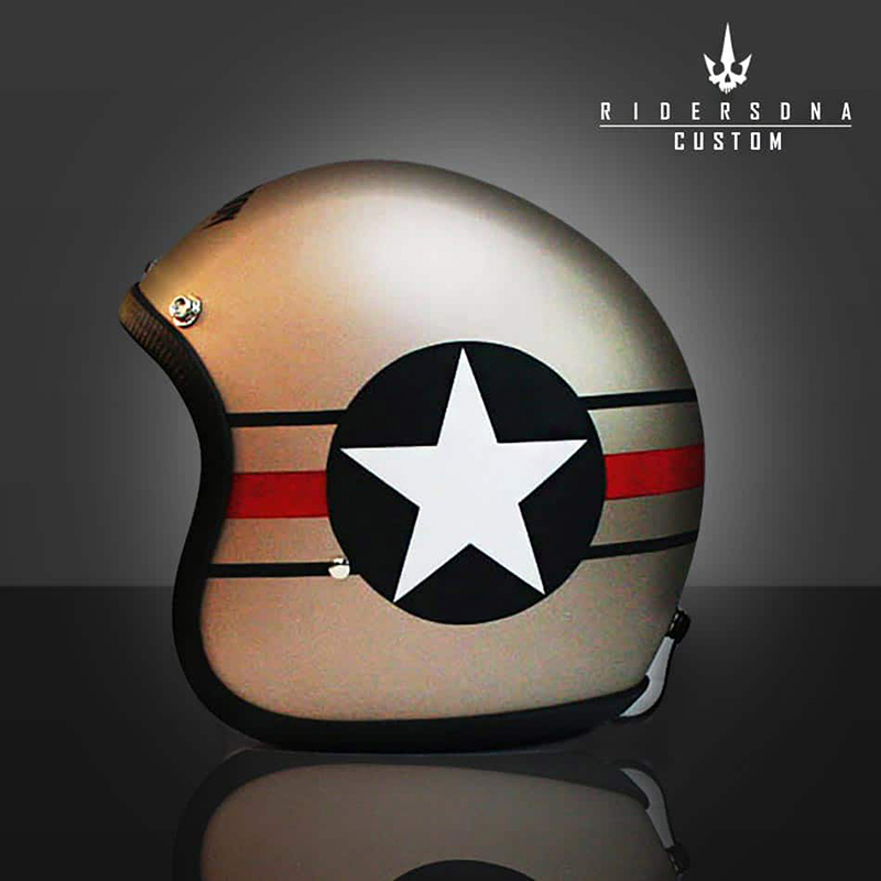 Beige Matte Paint Vintage Star Helmet
