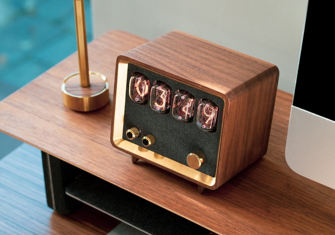 Vintage Clock Radio with Nixie Display Tubes