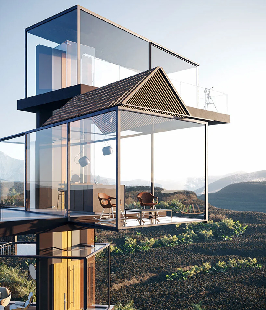 modern glass house