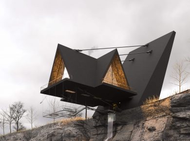 Suspended A-Frame Cabin Concept in Mendocino, California