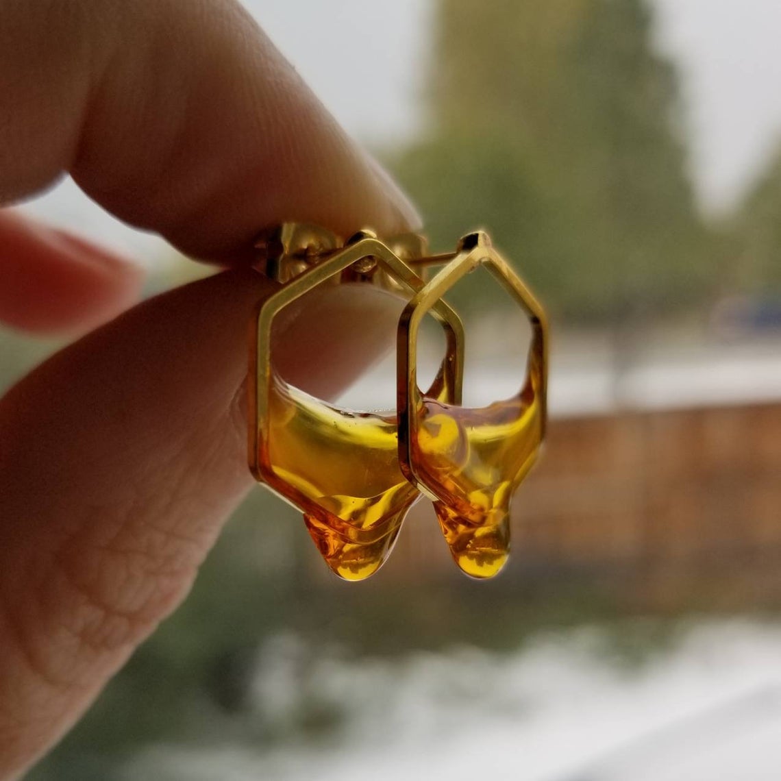honey-inspired handmade earrings