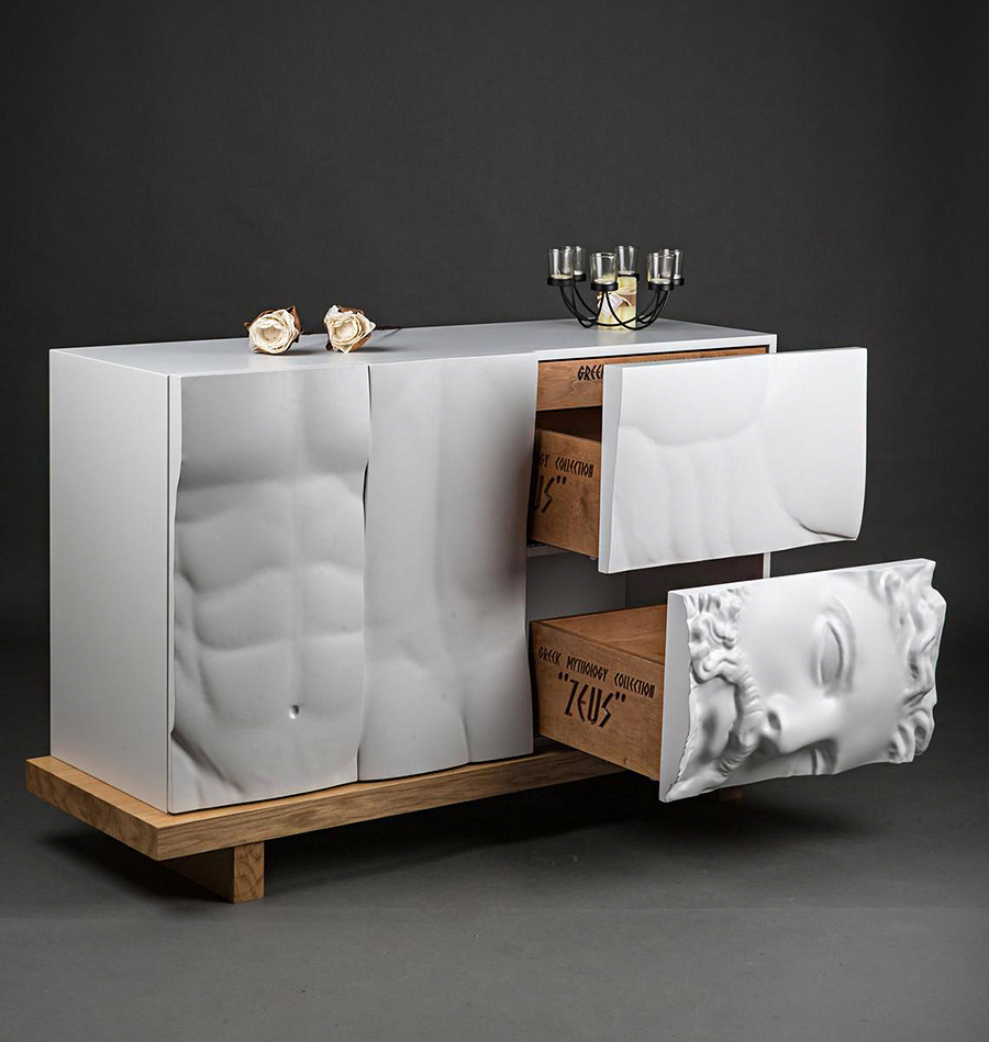 Modern White ‘Zeus’ Sideboard from Greek Mythology Collection