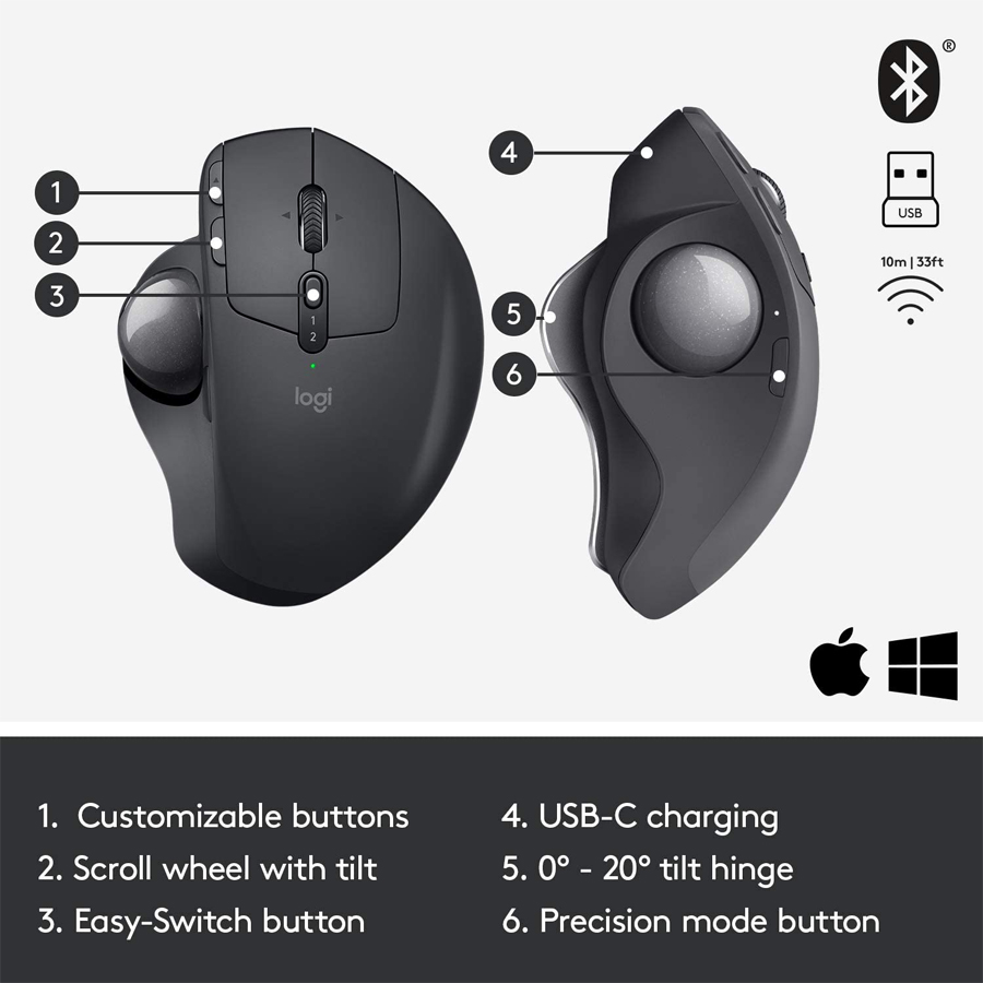 Logitech MX Ergo Wireless Trackball Mouse