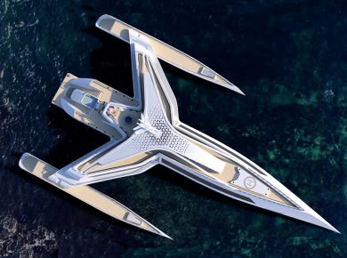 Seaplane-like Luxury Superyacht 'Estrella' with Three Hulls