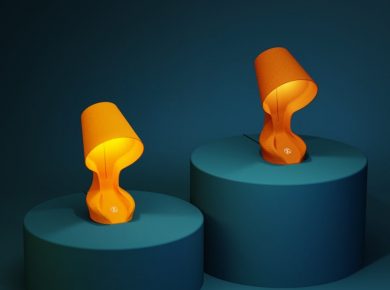 Organic 3D Printed Lamp 'Ohmie' Made From Orange Peels