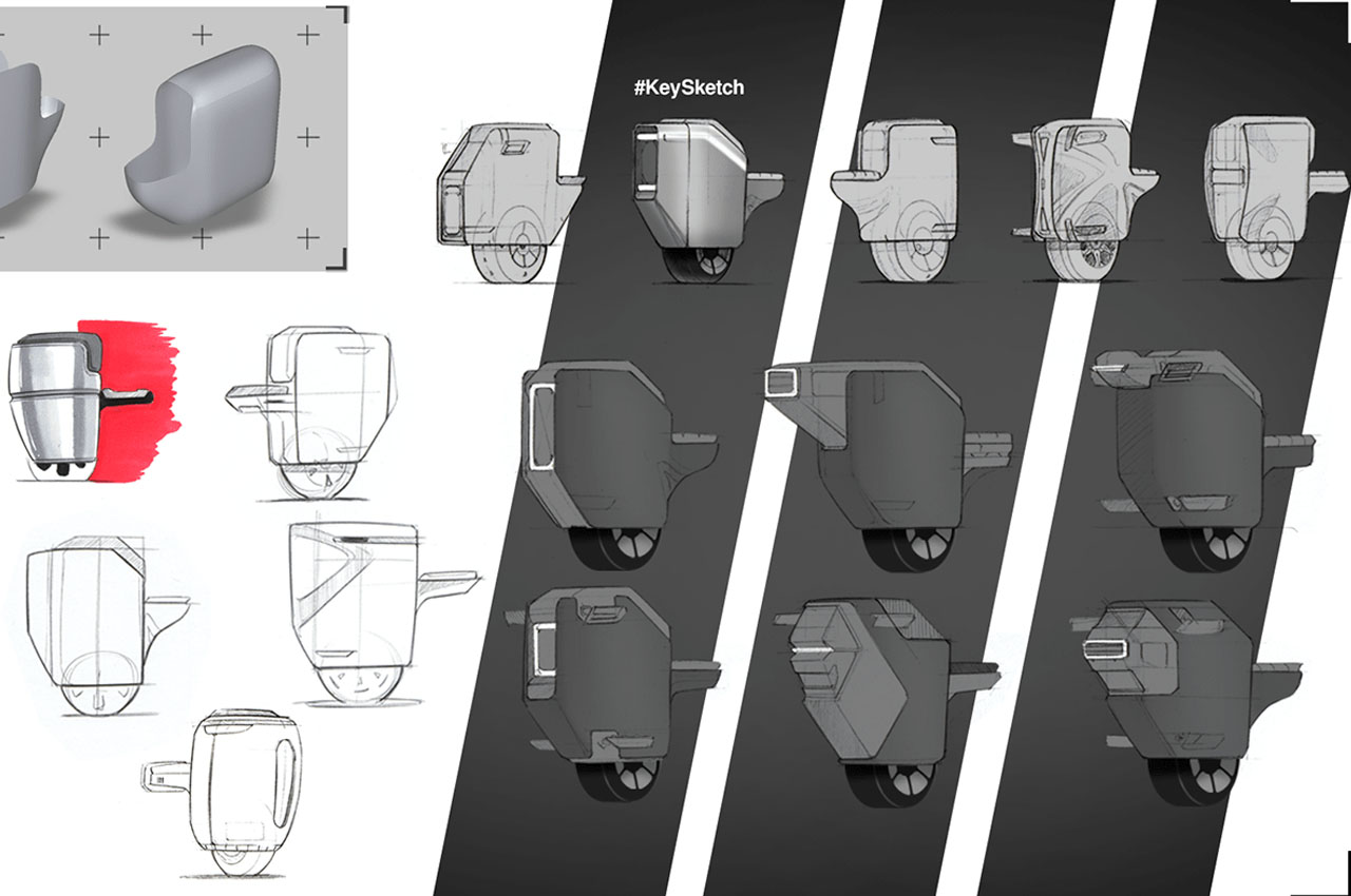 one-wheeled electric scooter concept design