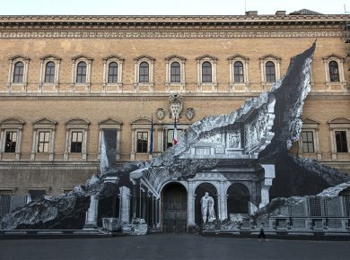 Monumental Trompe-l'oeil 'Punto di Fuga' on Rome's Palazzo Farnese