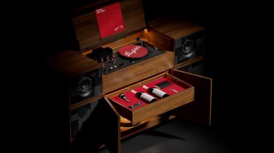 Penfolds Limited Edition Record Player with Hidden Wine Console