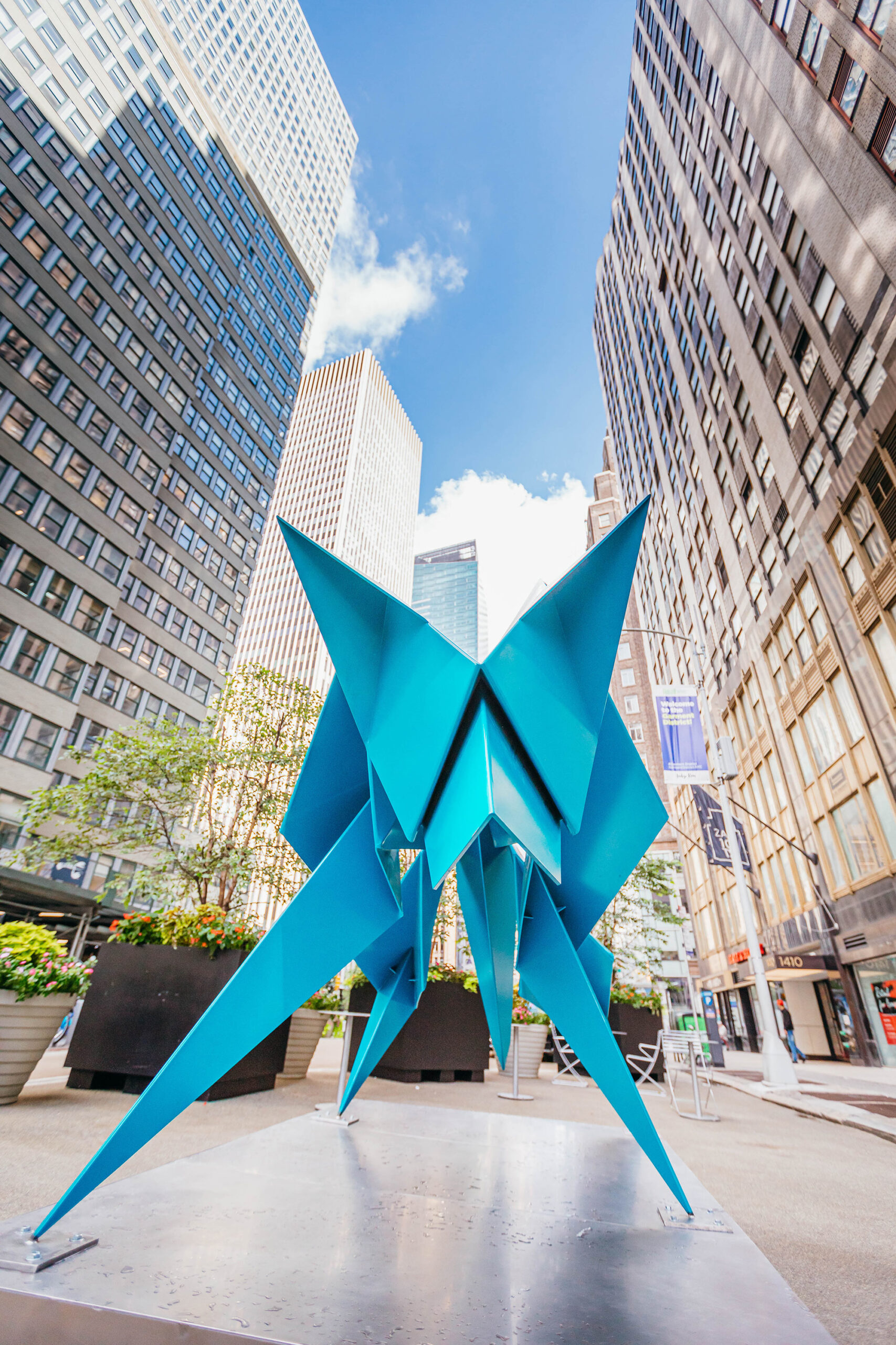 Seven Origami Animal Steel Sculpture in New York City