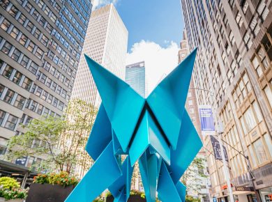 Seven Origami Animal Steel Sculpture in New York City