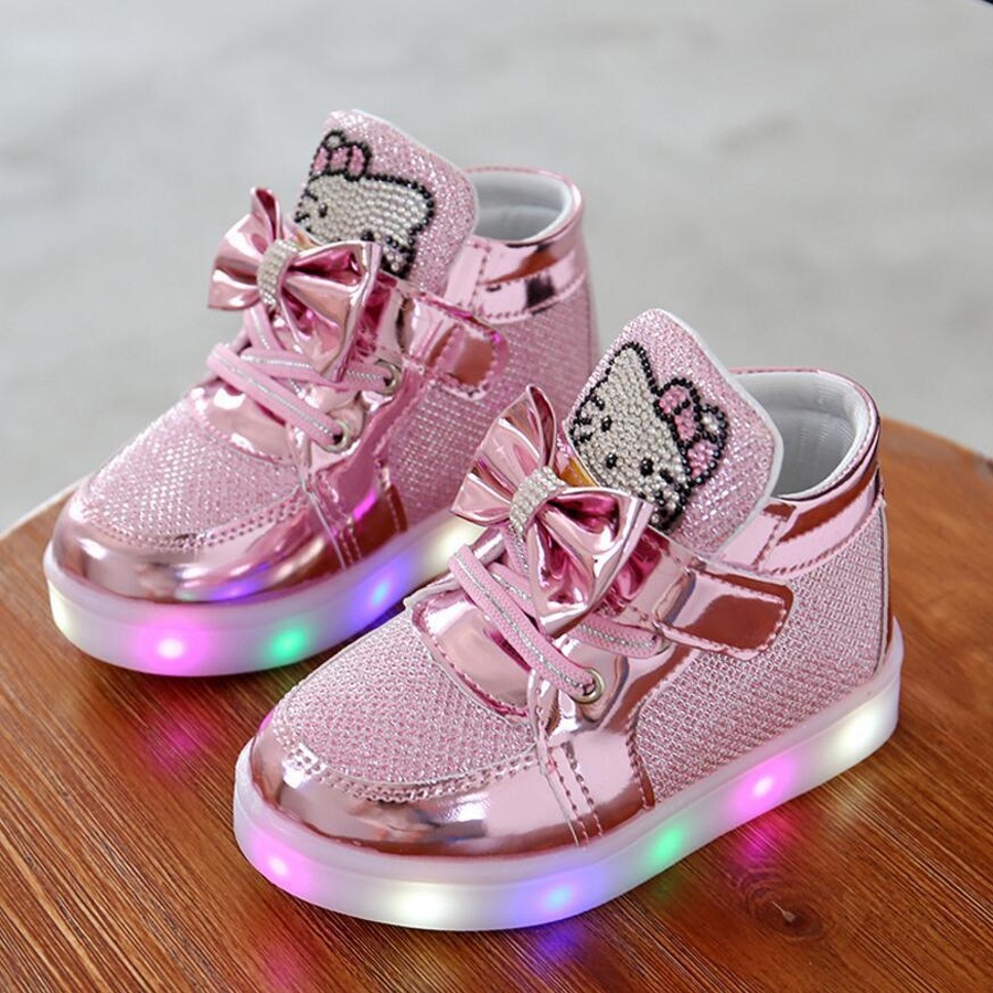 New Spring Hello Kitty Bedazzled Led Light-up Sneakers