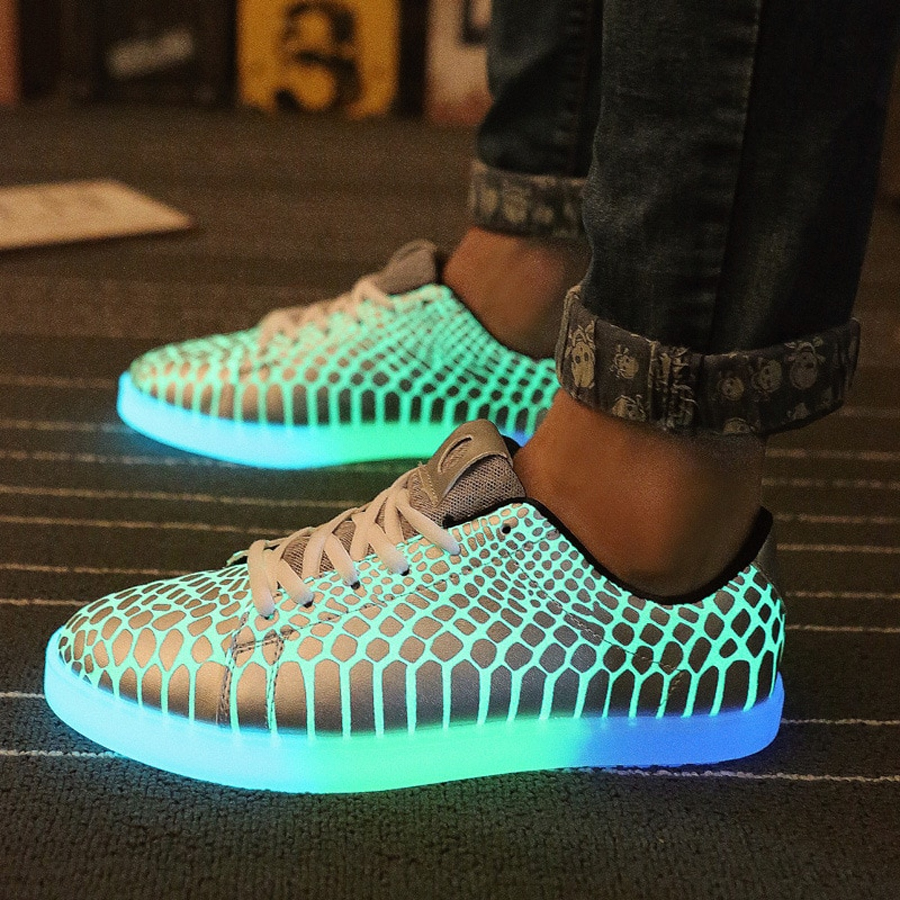 Light-up Breathable Snake Print Automatic Glowing Sneakers
