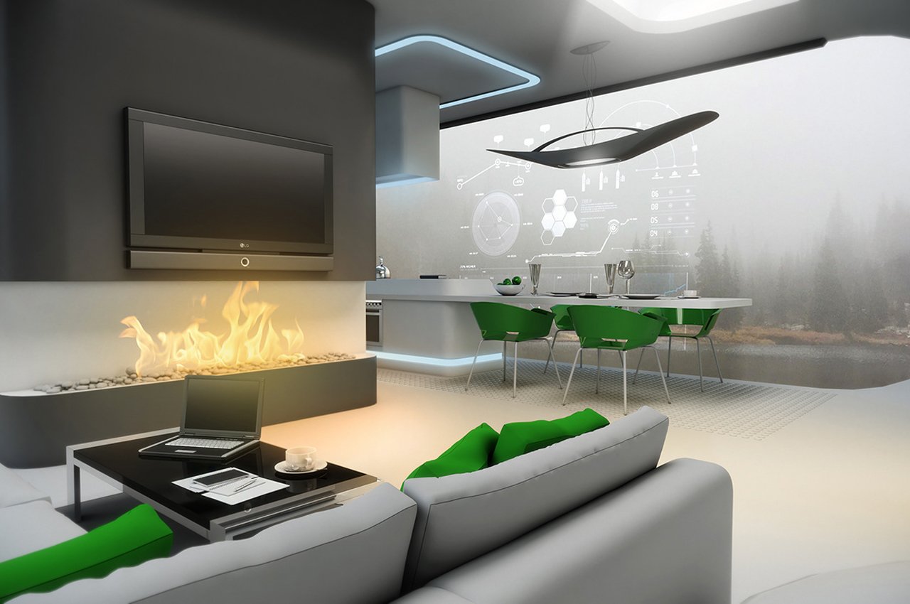futuristic mobile home interior